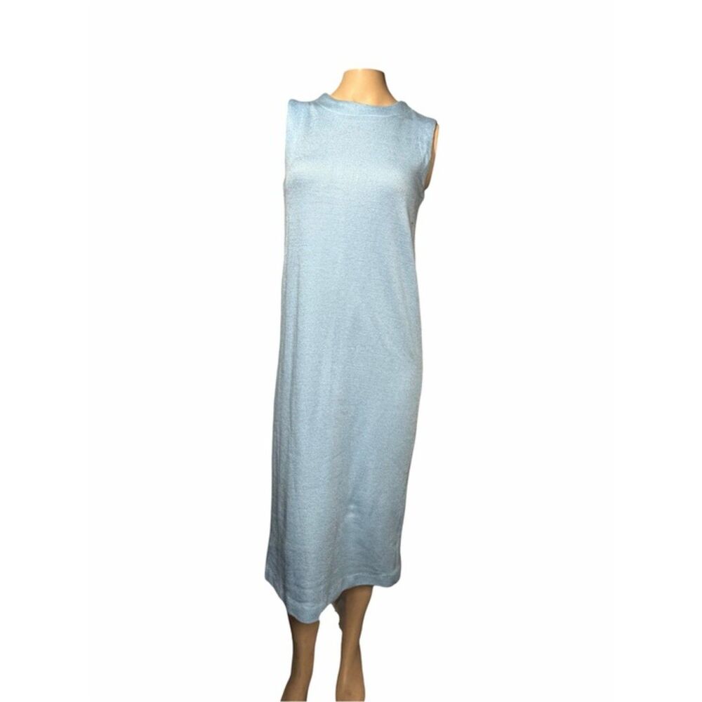 Vintage Light Blue Knit Dress & Cardigan Sweater Set